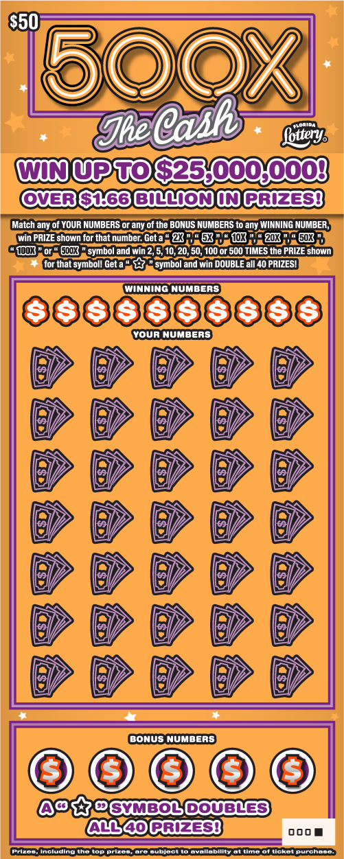 500X THE CASH Scratch Off - Florida Lottery Odds & Remaining