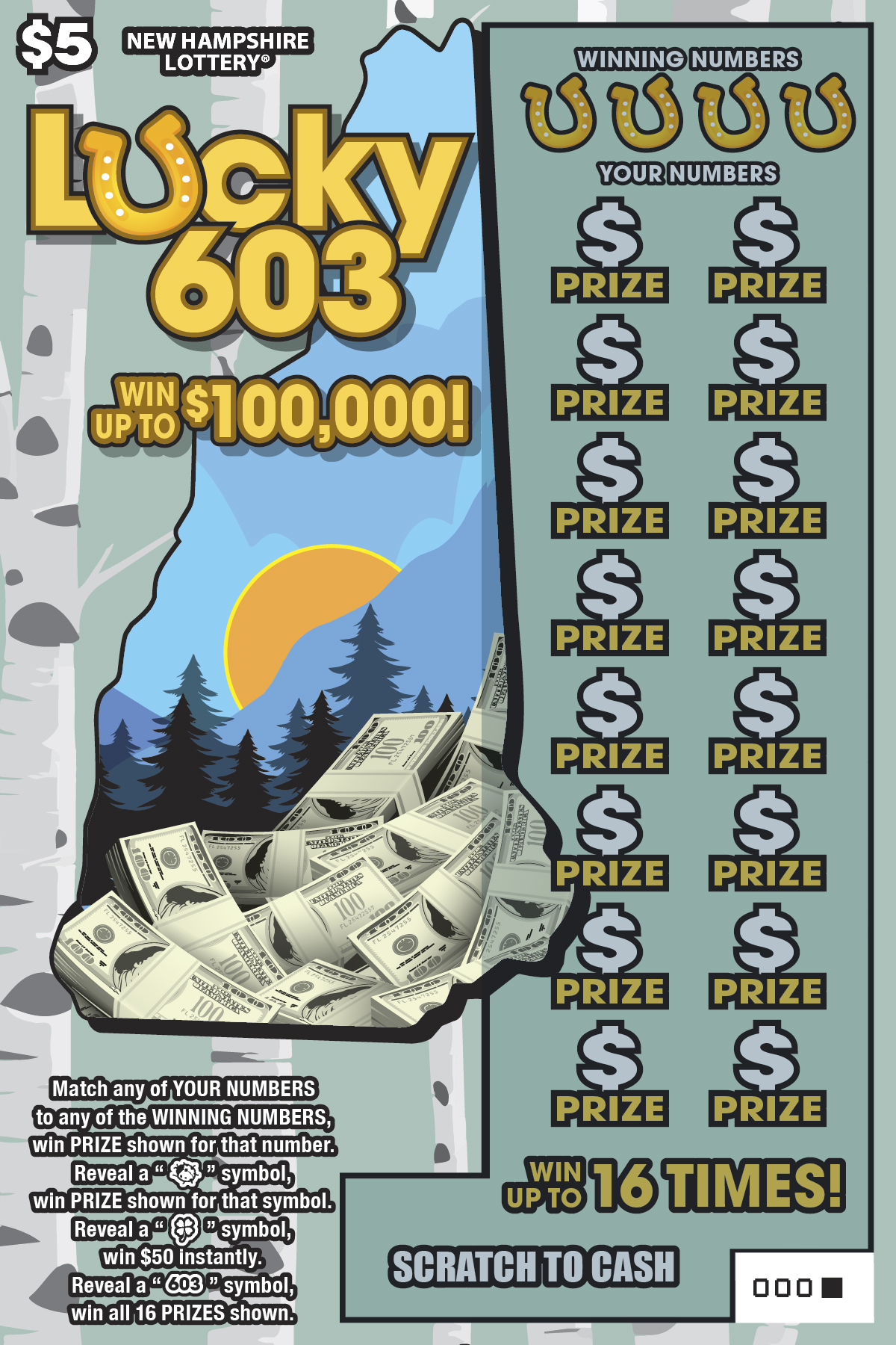 Lucky 603 (#1690) - New Hampshire Scratch Ticket | ScratchOdds